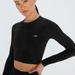 MP Vrouwen Shape Naadloze Long Sleeve Crop Top - Zwart -Myprotein 12698500 1085049068182410