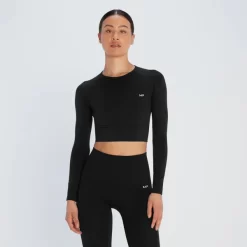 MP Vrouwen Shape Naadloze Long Sleeve Crop Top - Zwart