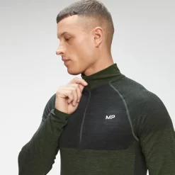 MP Men's Seamless 1/4 Zip - Vine Leaf Marl -Myprotein 12763886 1854882198235631