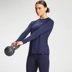 MP Essentials Women's Training Slim Fit Long Sleeve Top - Navy -Myprotein 12774435 1384885509283926