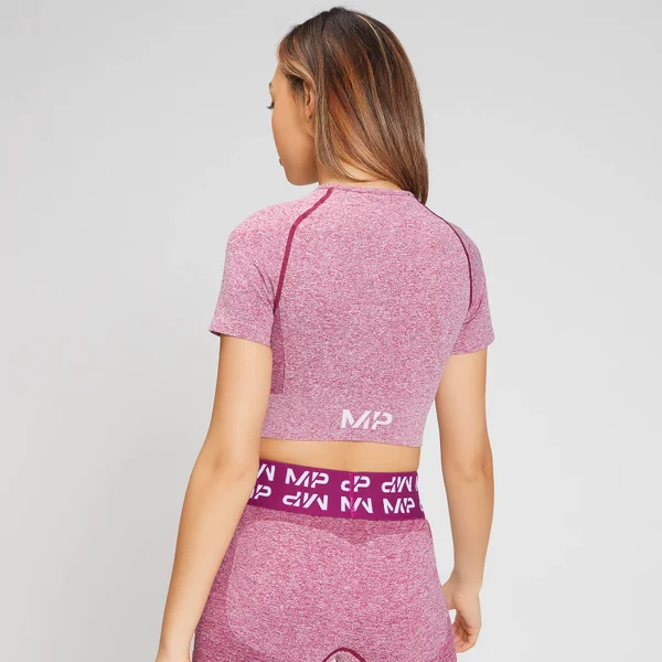 MP Vrouwen Curve Crop T-shirt Met Korte Mouwen - Dieproze 4 MP Vrouwen Curve Crop T-shirt Met Korte Mouwen - Dieproze - Afbeelding 2
