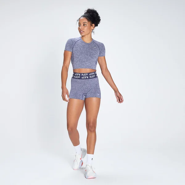 MP Vrouwen Curve Crop T-shirt Met Korte Mouwen - Galaxy Blue 4 MP Vrouwen Curve Crop T-shirt Met Korte Mouwen - Galaxy Blue - Afbeelding 2