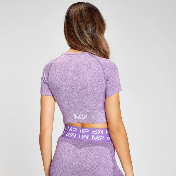MP Vrouwen Curve Crop T-Shirt Met Korte Mouwen - Diep Lila 4 MP Vrouwen Curve Crop T-Shirt Met Korte Mouwen - Diep Lila - Afbeelding 2