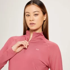 MP Linear Mark Sportshirt Met Kwartrits Voor Dames - Bordeauxrood -Myprotein 12847149 2094929352674045