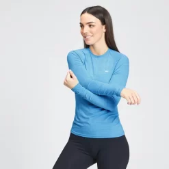 MP Women's Performance Long Sleeve Training T-Shirt - Bright Blue Marl With White Fleck