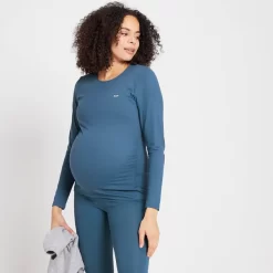 MP Power Maternity Top Met Lange Mouwen Voor Dames - Stofblauw