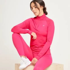 MP Nauwsluitend Shirt Met Kwartrits Voor Dames - Magenta -Myprotein 13109274 3364912775214711
