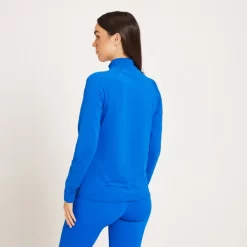 MP Shirt Met Normale Pasvorm En Kwartrits Voor Dames - Echt Blauw -Myprotein 13109298 1034965371259546