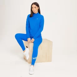 MP Shirt Met Normale Pasvorm En Kwartrits Voor Dames - Echt Blauw -Myprotein 13109298 2884965371213166