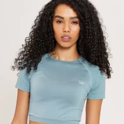 MP Shape Naadloze Croptop Voor Dames - Steenblauw -Myprotein 13110629 1174915095754335