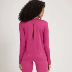 MP Power Ultra T-shirt Met Lange Mouwen Voor Dames - Sangria -Myprotein 13118053 1464936397243289