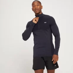 MP Essential Naadloze Top Met Kwartrits Voor Heren - Zwart Gemêleerd