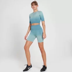 MP Velocity Ultra Naadloze Croptop Voor Dames - Steenblauw -Myprotein 13122757 1644911983817387