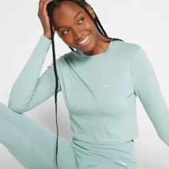 MP Essential Body Fit Cropped T-shirt Met Lange Mouwen Voor Dames - IJsblauw -Myprotein 13129988 1644949346063651