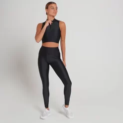 MP Engage Cropped Sporthemd Met Kwartrits Voor Dames - Zwart -Myprotein 13157155 1144969293829761