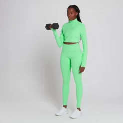 MP Power Ultra Cropped Shirt Met Kwartrits Voor Dames - Mintgroen -Myprotein 13466694 3614971371099133