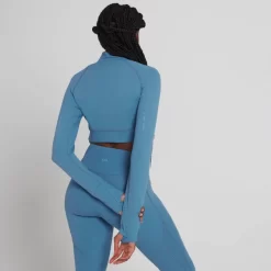 MP Power Ultra Cropped Shirt Met Kwartrits Voor Dames - Maanlichtblauw -Myprotein 13466702 3994971371350527