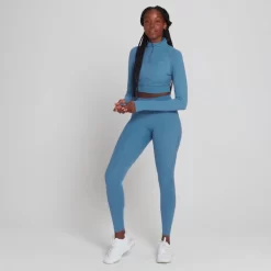 MP Power Ultra Cropped Shirt Met Kwartrits Voor Dames - Maanlichtblauw -Myprotein 13466702 8114971371313030