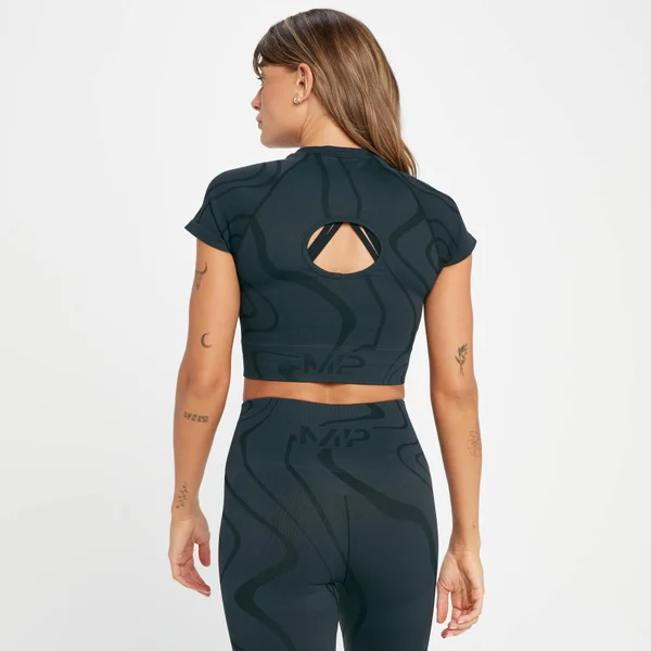MP Tempo Wave Naadloze Croptop Voor Dames - Zwart 4 MP Tempo Wave Naadloze Croptop Voor Dames - Zwart - Afbeelding 2