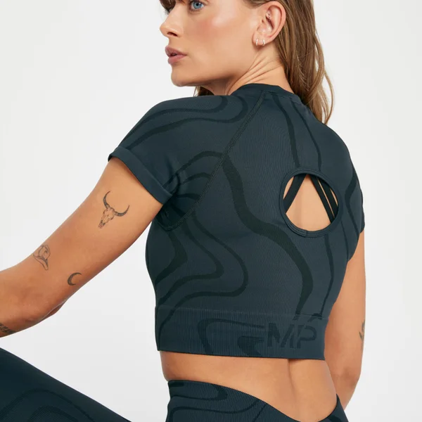 MP Tempo Wave Naadloze Croptop Voor Dames - Zwart 5 MP Tempo Wave Naadloze Croptop Voor Dames - Zwart - Afbeelding 3