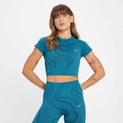MP Tempo Wave Naadloze Croptop Voor Dames - Groenblauw
