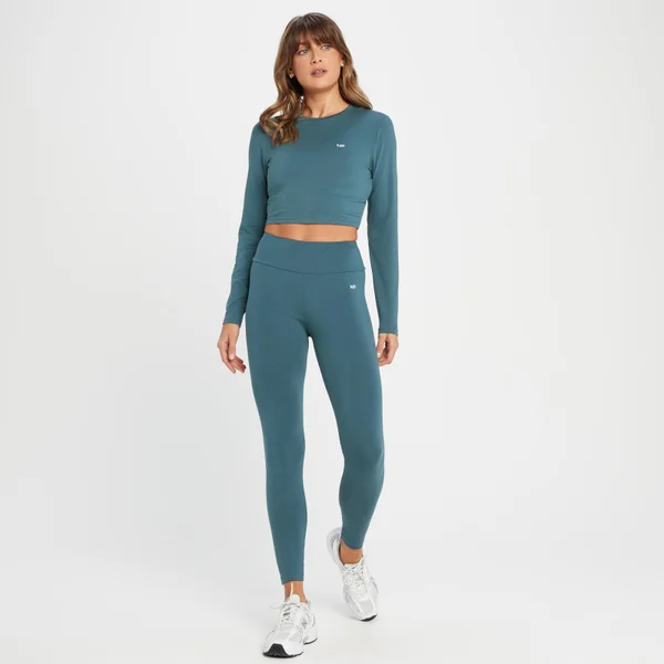 MP Rest Day Cropped T-shirt Met Lange Mouwen En Nauwsluitende Pasvorm Voor Dames - Rookblauw 6 MP Rest Day Cropped T-shirt Met Lange Mouwen En Nauwsluitende Pasvorm Voor Dames - Rookblauw - Afbeelding 4
