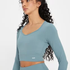 MP Women's Power Open Back Crop Top - Kiezelblauw -Myprotein 13838169 2025007891493638