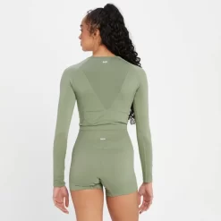 MP Shape Naadloze Croptop Met Lange Mouwen Voor Dames - Verwassen Jadegroen -Myprotein 13838393 6035008103209308