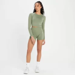 MP Shape Naadloze Croptop Met Lange Mouwen Voor Dames - Verwassen Jadegroen -Myprotein 13838393 7565008103002077
