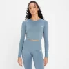 MP Shape Naadloze Croptop Met Lange Mouwen Voor Dames - Kiezelblauw -Myprotein 13838401 8325008102867224