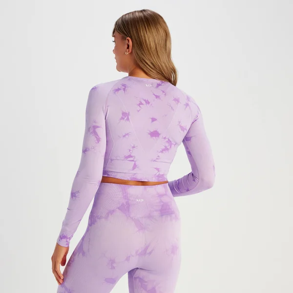 MP Shape Naadloze Croptop Met Lange Mouwen Voor Dames - Paarse Tie-dye 4 MP Shape Naadloze Croptop Met Lange Mouwen Voor Dames - Paarse Tie-dye - Afbeelding 2