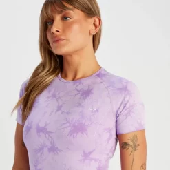 MP Gecropt Naadloos T-shirt Met Korte Mouwen Voor Dames - Paarse Tie-dye -Myprotein 14008992 1865056651851915