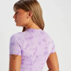 MP Gecropt Naadloos T-shirt Met Korte Mouwen Voor Dames - Paarse Tie-dye -Myprotein 14008992 7085056651804971