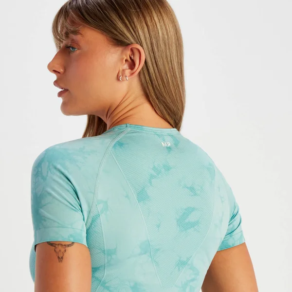 MP Gecropt Naadloos T-shirt Met Korte Mouwen Voor Dames - Schemerblauwe Tie-dye 6 MP Gecropt Naadloos T-shirt Met Korte Mouwen Voor Dames - Schemerblauwe Tie-dye - Afbeelding 4