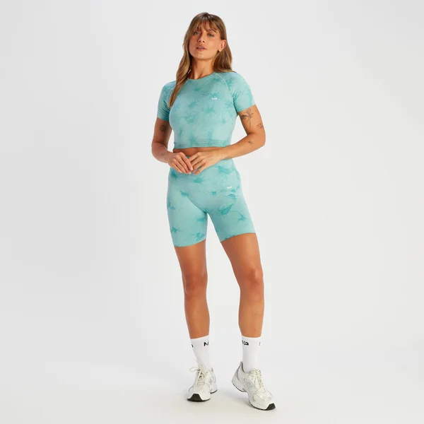 MP Gecropt Naadloos T-shirt Met Korte Mouwen Voor Dames - Schemerblauwe Tie-dye 5 MP Gecropt Naadloos T-shirt Met Korte Mouwen Voor Dames - Schemerblauwe Tie-dye - Afbeelding 3