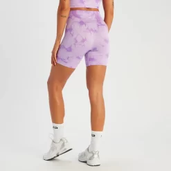 MP Shape Naadloze Fietsshort Voor Dames - Paarse Tie-dye -Myprotein 14009040 1595056651983378