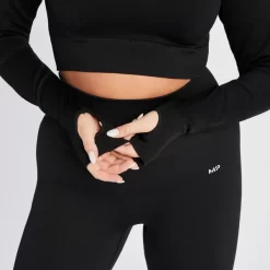 MP Tempo Croptop Van Ribstof Met Kwartrits Voor Dames - Zwart -Myprotein 14021501 1365068023113778