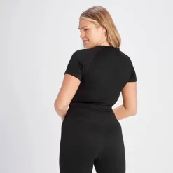 MP Tempo Croptop Van Ribstof Voor Dames - Zwart -Myprotein 14021525 7715068023547629