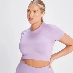 MP Tempo Croptop Van Ribstof Voor Dames - Fel-lila -Myprotein 14021541 3595068020238950