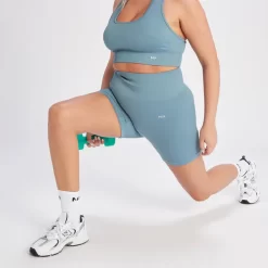 MP Tempo Naadloze Short Van Ribstof Voor Dames - Grafeenblauw -Myprotein 14021565 5405068020709443