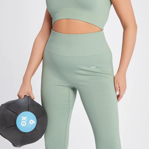 MP Tempo Naadloze Legging Van Ribstof Voor Dames - Salie-grijs 6 MP Tempo Naadloze Legging Van Ribstof Voor Dames - Salie-grijs - Afbeelding 4