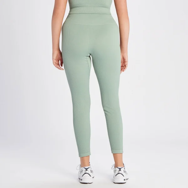 MP Tempo Naadloze Legging Van Ribstof Voor Dames - Salie-grijs 4 MP Tempo Naadloze Legging Van Ribstof Voor Dames - Salie-grijs - Afbeelding 2
