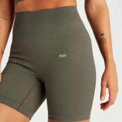 MP Tempo Naadloze Short Van Ribstof Voor Dames - Taupe-groen -Myprotein 14220364 1555056652396652