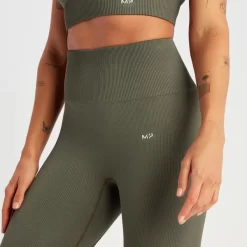 MP Tempo Naadloze Legging Van Ribstof Voor Dames - Taupe-groen -Myprotein 14220412 1835056652458854